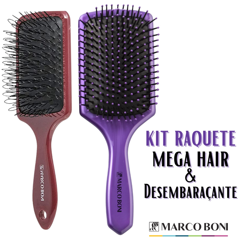 Kit Duas Unidades Escova Raquete Linhas Mega Hair E Deluxe Cerdas De ...