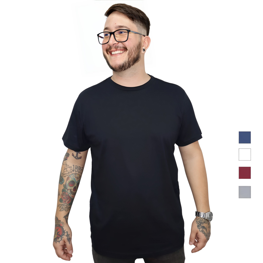 Camiseta Masculina Lisa Básica 100% Algodão