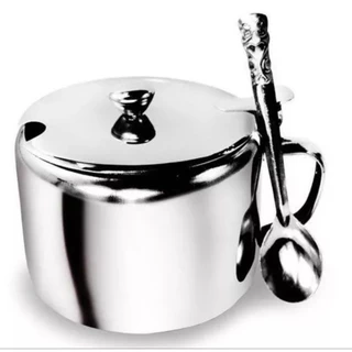 acucareiro luxo em aço inox com tampa e colher reforçado