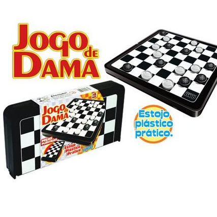 Jogo De Damas Qui Brinq Com Estojo Plástico E Gaveta