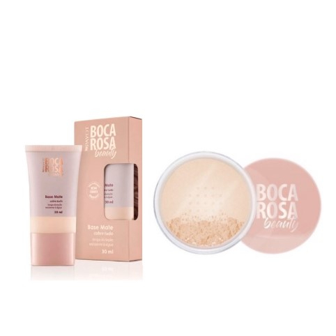 Kit Boca Rosa Pó Solto Mármore + Base 2 Pecas