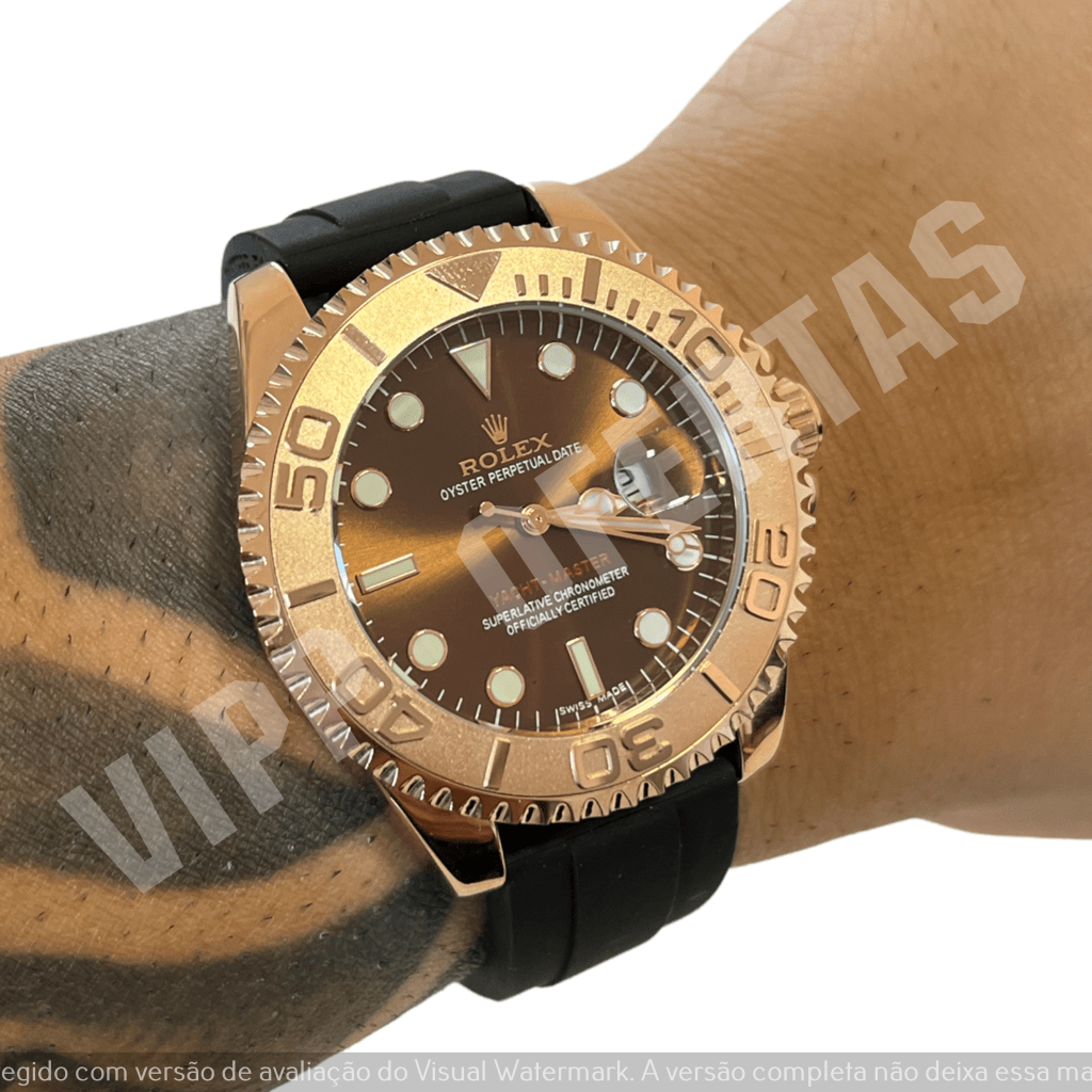 Relógio Rolex Submariner bronze Pulseira de Borracha - Linha Ouro (100% ...