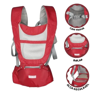 Canguru Bebe Passeio Ergonômico 6x1 Com Bolso Vermelho Alça Acolchoada em Oferta na Shopee