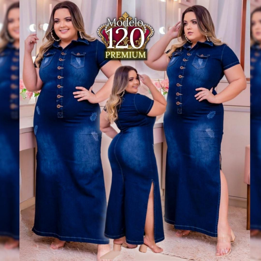 Vestido jeans best sale plus size mercadolivre