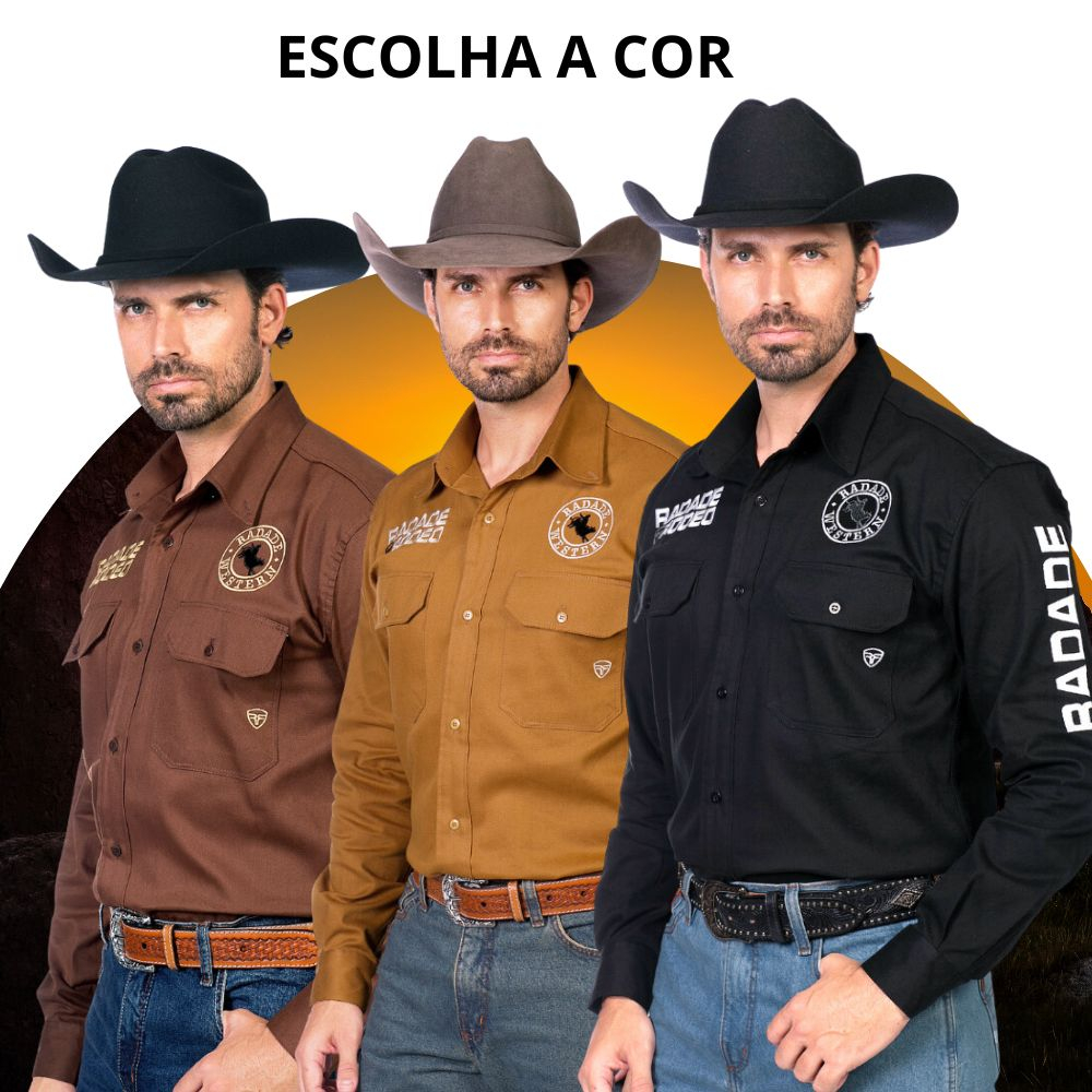 Camisa Masculina Radade New Western Manga Longa Bordada Original ...