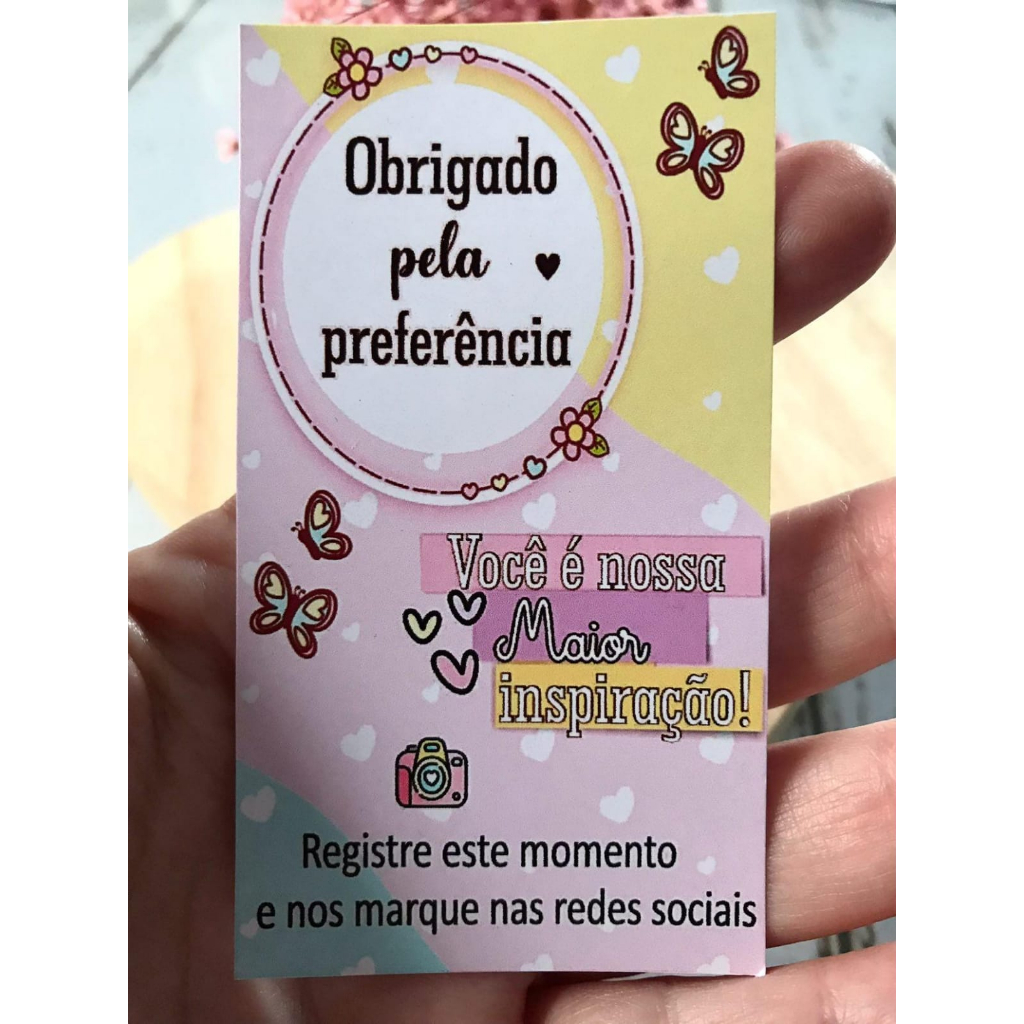 Cartões de Agradecimento ao cliente 5 x9 cm - Frase - Obrigada Pela ...