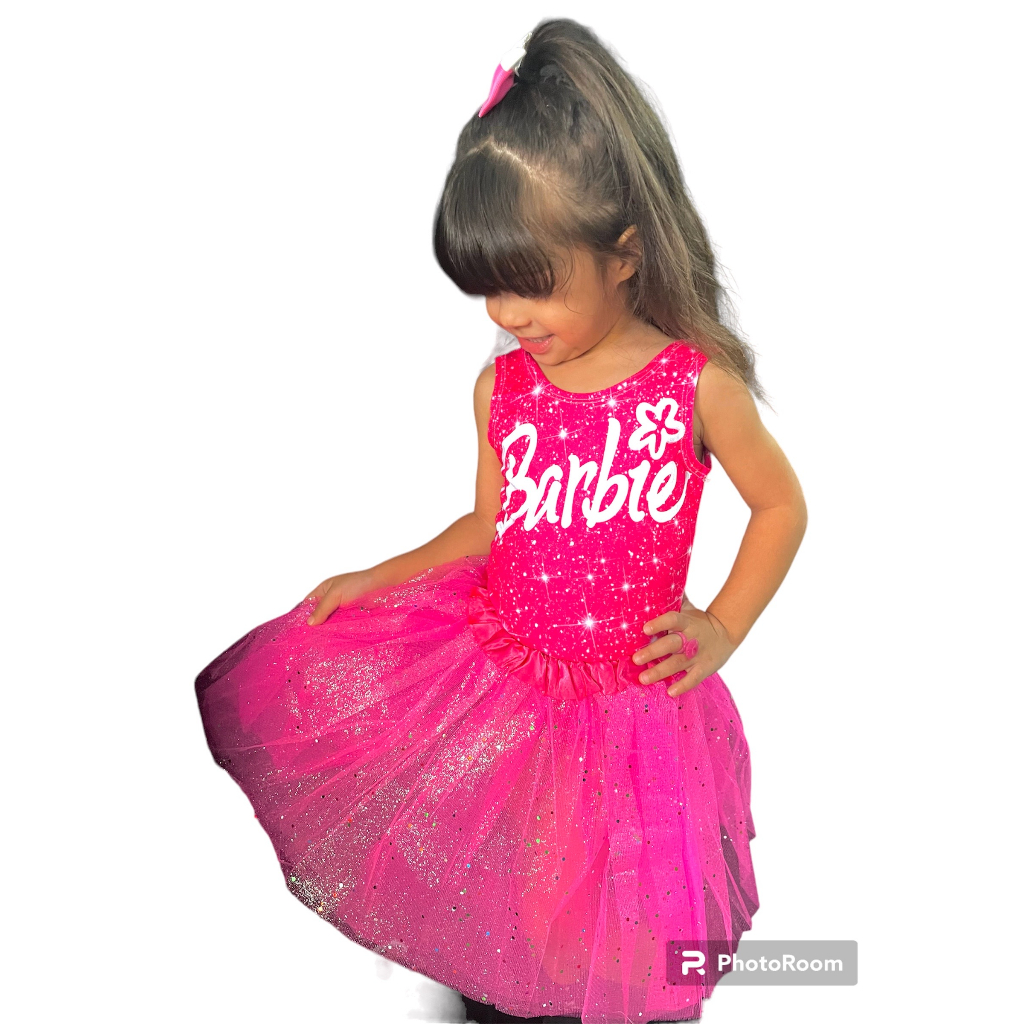 Conjunto Body Bebê Luxo Tule Barbie Rosa