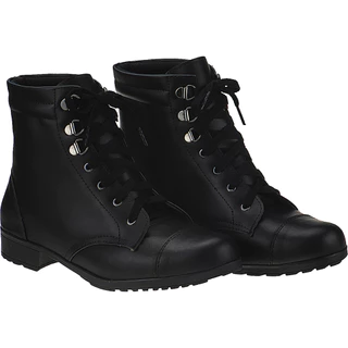 Bota Feminina Coturno Blogueira Estilosa Tratorada Preto Gancho Cano Baixo Promoçao