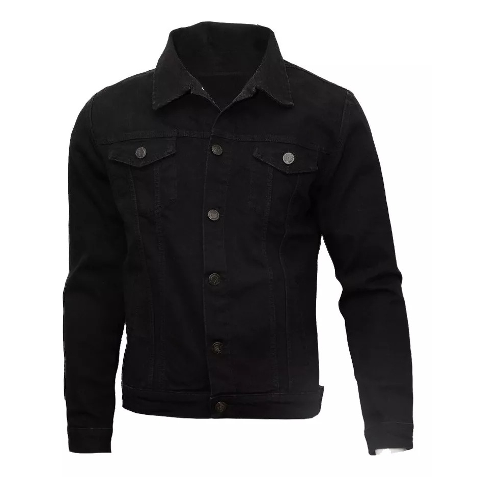 Moda Masculina Casaco Jeans Preto Masculino Jaqueta Jeans - Main Image