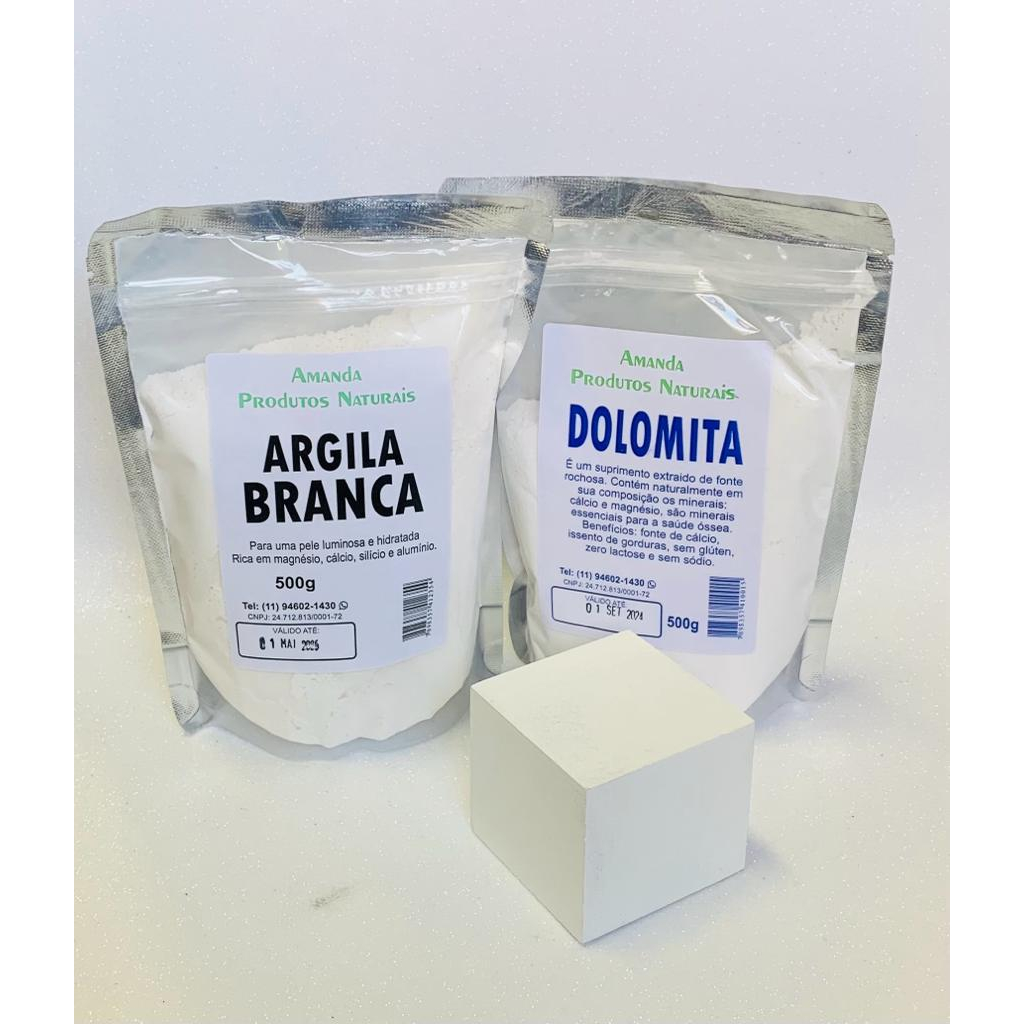 kit skin care 2 peças Argila branca e Dolomita 500 g cada - AMANDA ...