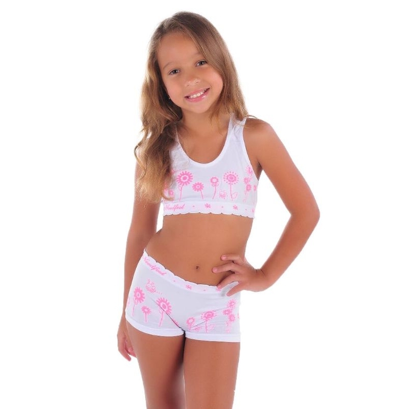 Conjunto lingerie infantil com calcinha boxer e top nadador . calcinha infantil juvenil menina adolescente