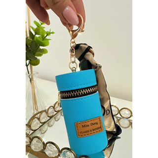 Saco de batom cilindro de couro, portátil Zip Coin Purse, Mini carteira,  chave saco, pingente chaveiro, bolsas femininas, design de moda