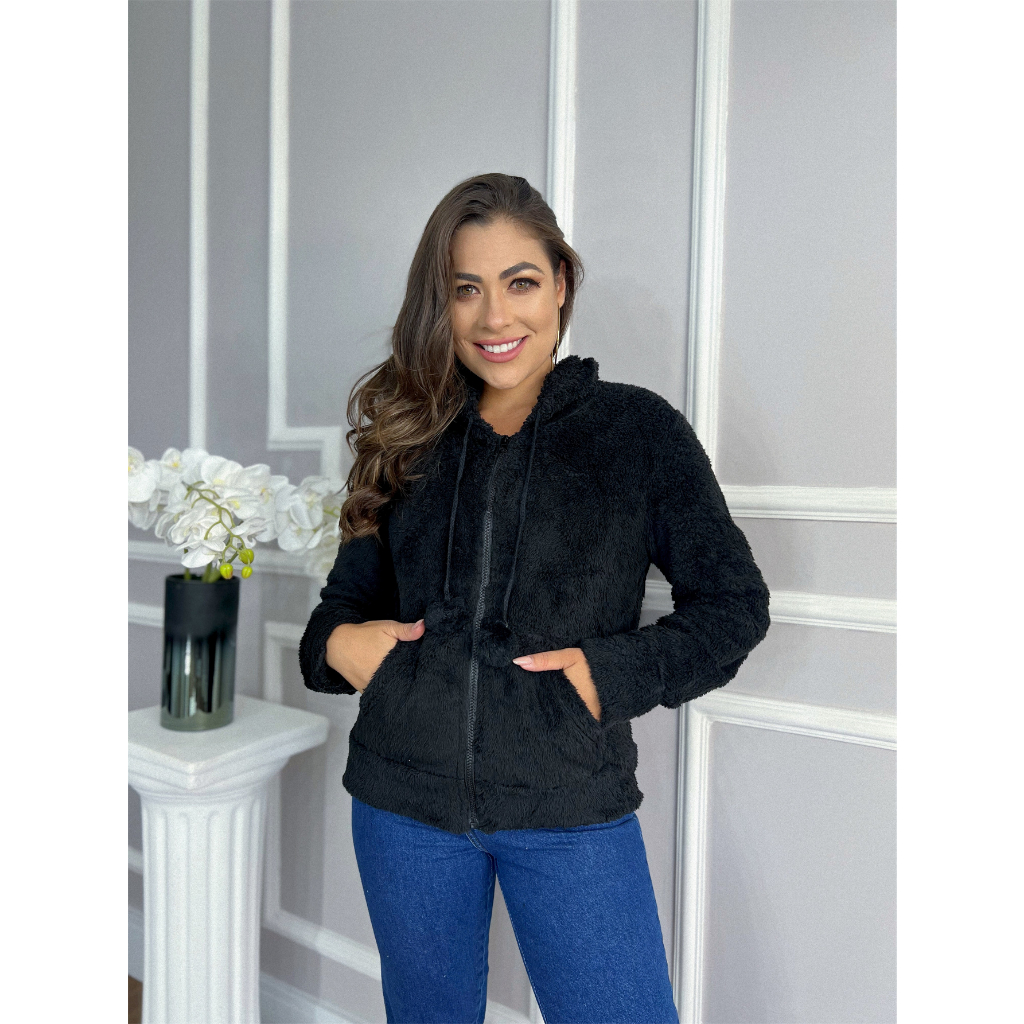 Casaco Moletom de Pelinho Blusa Frio Feminina Shopee Brasil