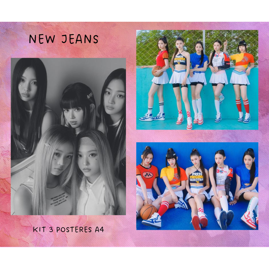 KPOP NEW JEANS - Kit FANMADE poster, mini poster e photocards