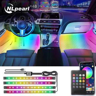 Kit Iluminação Colorida Interior Carro Led Neon Rgb 16 cores Tuning C/ Controle Ritmico APP Batida Som