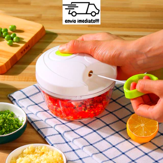Triturador Processador Fatiador Picador Cortador Manual Portátil De Alimentos 3 Lâminas 500 ML Triturador De Alho Cebola e Legumes