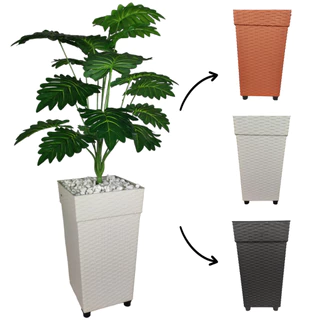 Planta Artificial Bananinha + Vaso Grande Decorativo Enfeites E Plantas