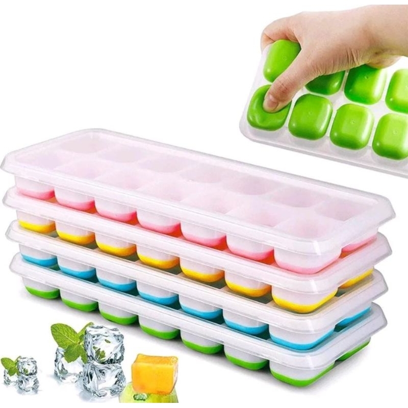Forma de Gelo Base Silicone 14 cavidades com Tampa