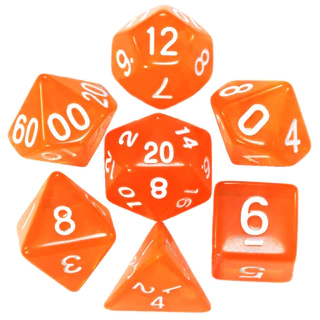 Conjunto de 7 dados- Laranja Translúcido RPG