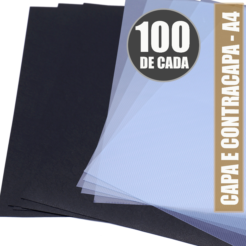 100 Capa e contracapa A4 PP 0,25 sendo 50 de cada, encadernação ...