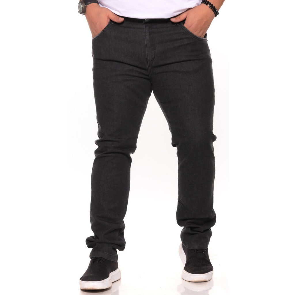 Calça Jeans Masculina Tradicional Slim Elastano Com Lycra preta