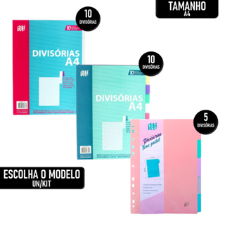 Divisória Para Fichário YES 5/10 Divisões A4 - UN/KIT - Escolha o Modelo