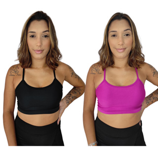 Kit 2 Top Fitness Feminino De Alcinha com Bojo removível Academia