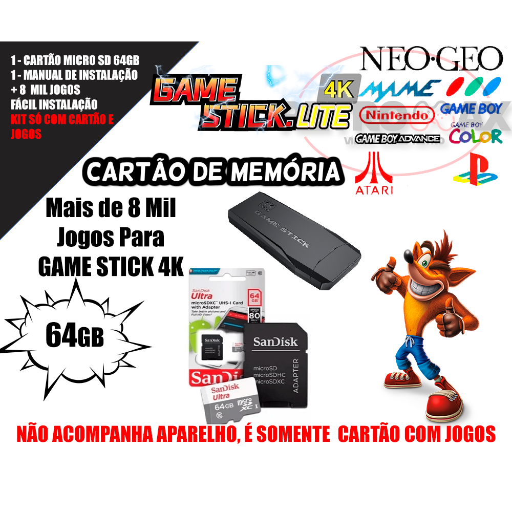 Cartão de Memória para Game Stick Lite V20 (32gb ou 64gb) Shopee Brasil
