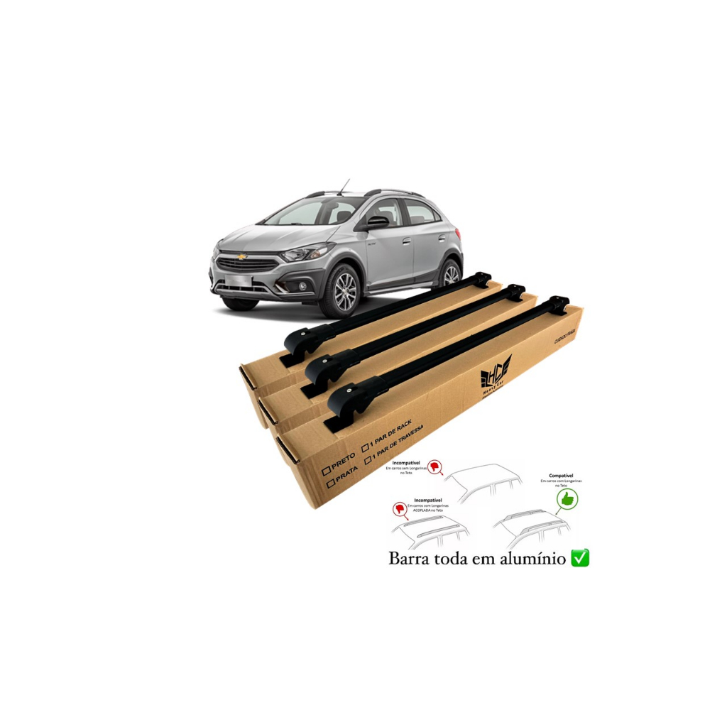 Rack Travessa de Teto Onix Activ 2017 A 2019 3 Barras Slim Barra ...