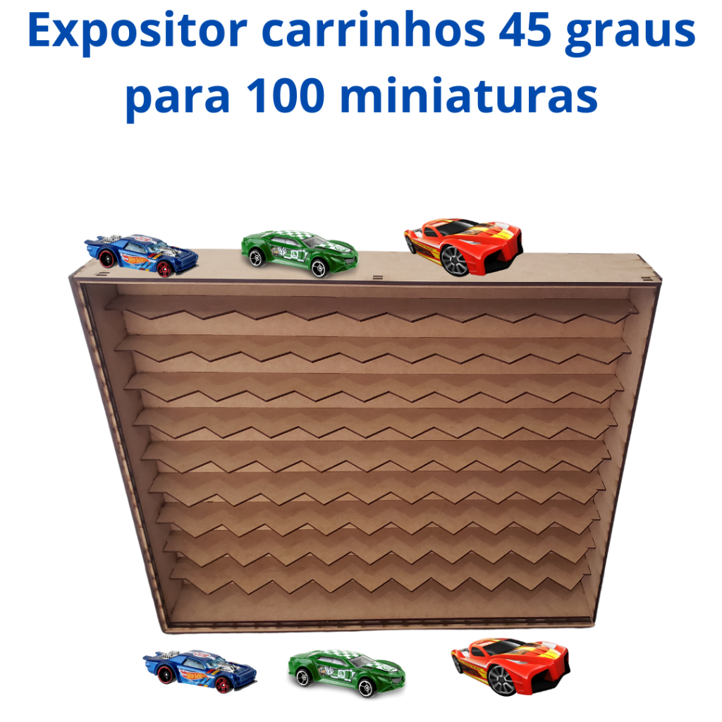 Nicho expositor estante 45 graus para 100 carrinhos em miniaturas hot Wheels  com acrílico