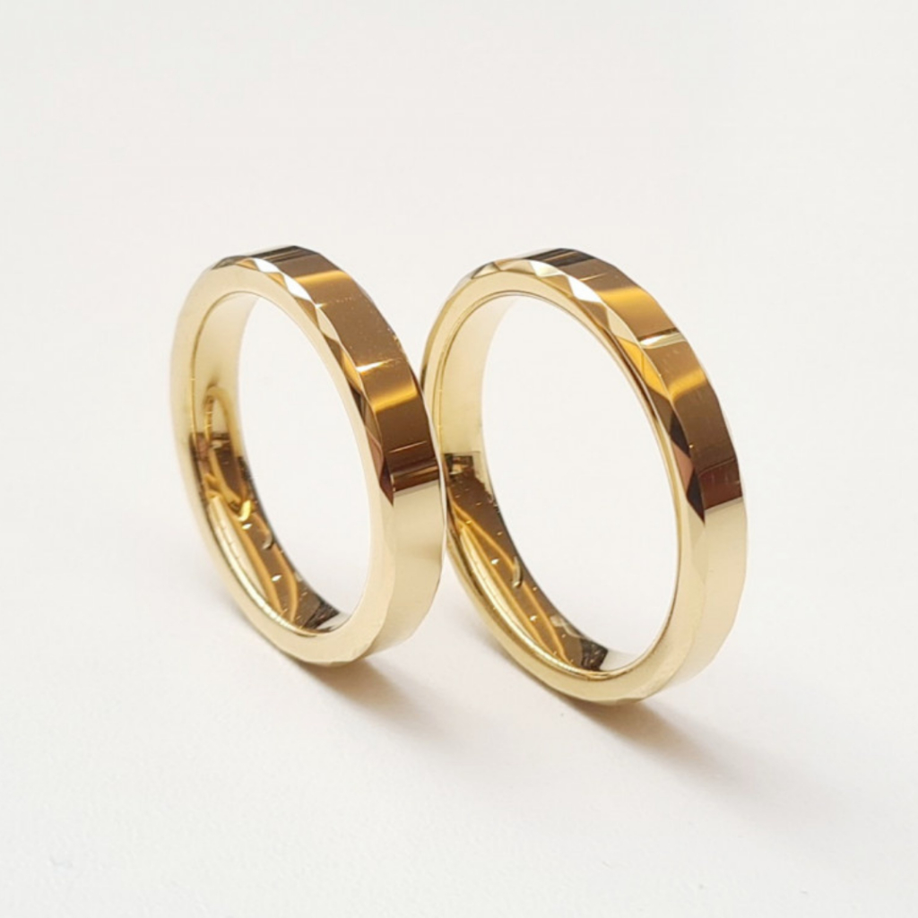 Par De Aliança Casamento | Aliança Quadrada Chanfrada 4mm Ouro Lisa Casamento Noivado Compromisso