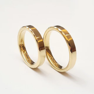 Par De Aliança Casamento | Aliança Quadrada Chanfrada 4mm Ouro Lisa Casamento Noivado Compromisso