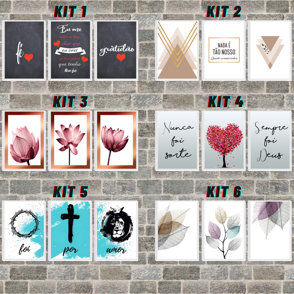 Kit quadros decorativos sala quarto cozinha 3 placas | Shopee Brasil