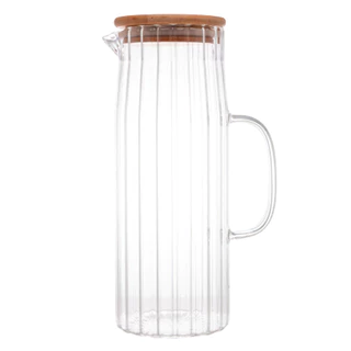 Jarra de vidro borossilicato c/ tampa em Bambu 1,1L