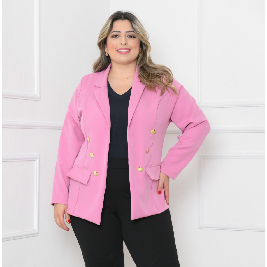 Blazer Alfaiataria Plus Size G1G2 G3 Feminino Casaco Social Com Botão