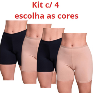 Kit 4 Bermudinha Segunda Pele Básico Cintura Média Short Anagua Modelador