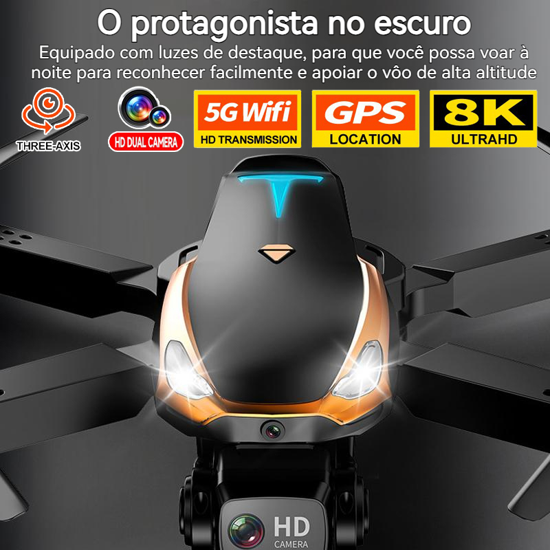 Drones De Longo Alcance Com Câmera Para Adultos 4K Fluxo Óptico Fotografia  Aérea Profissional Com Câmera Dupla Ultra-Nítido Quadricóptero Dobrável  Avião De Controle Remoto (Preto 3 Baterias)