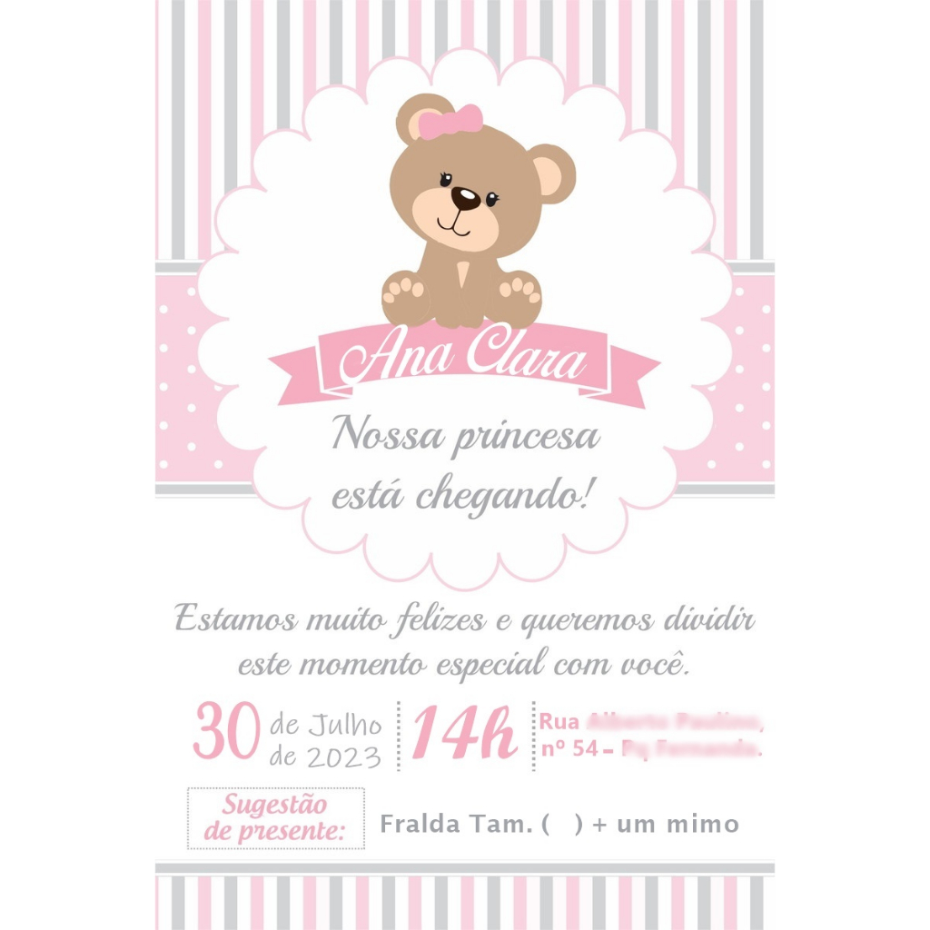 50 convites chá de bebê / chá de fraldas / aniversário