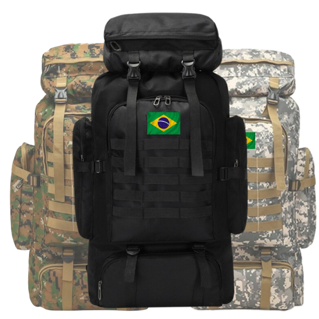 Mochila Tática Camuflada Militar Trilha Camping 80 Litros