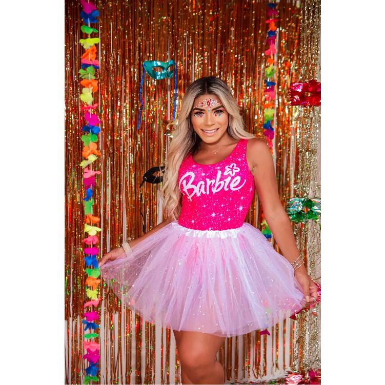 Vestido + Laço Barbie Girl Luxo fantasia infantil menina roupa festa  aniversário