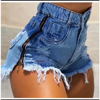 Shorts Jeans Feminino Ziper.