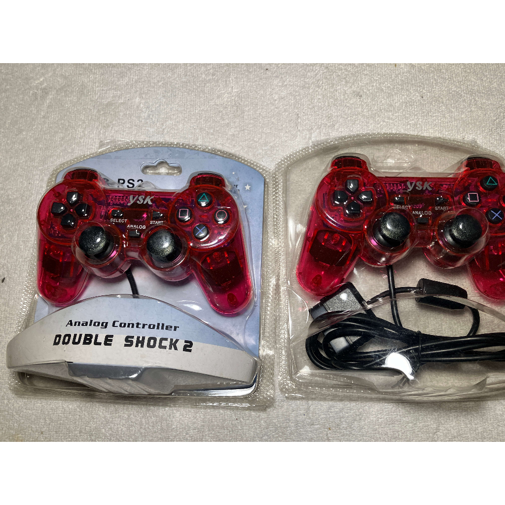 KIT 2 CONTROLES PARA CONSOLE PS1 PS2 YSK DUAL SHOCK 2 NOVOS