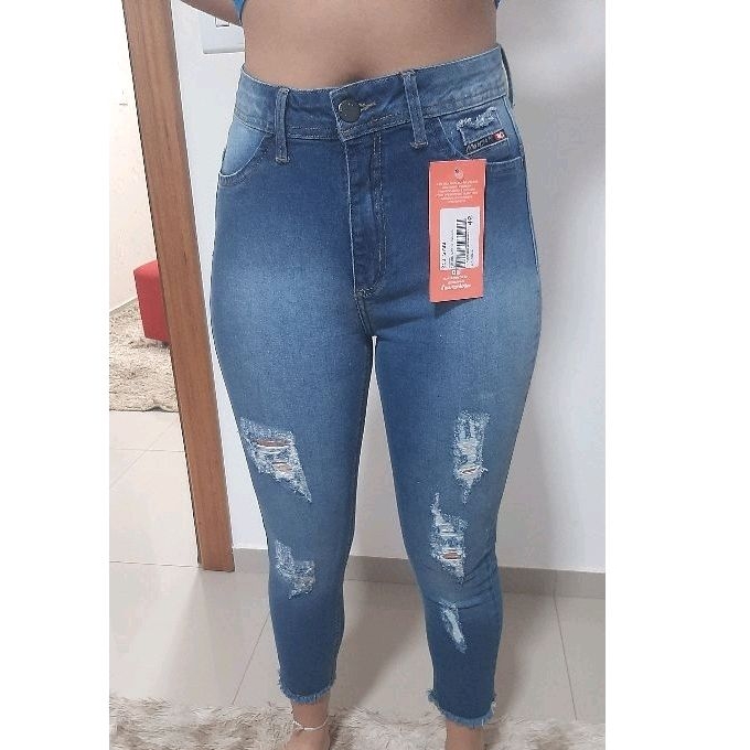 calça Jeans Feminina Cos alto cropped skinny