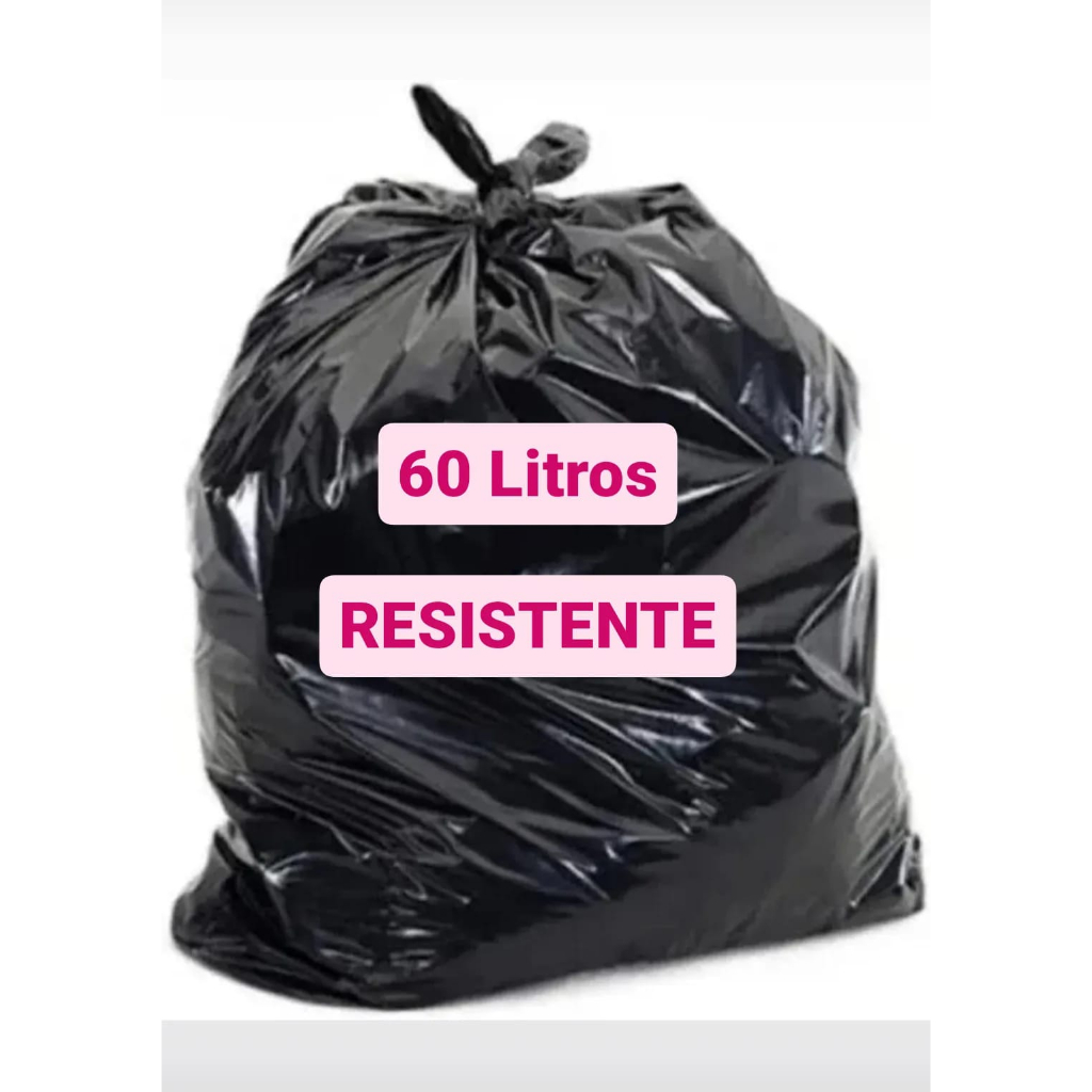 Saco para Lixo de 60 Litros Resistente - Pacote com 20 unidades