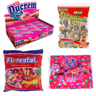 Kit Doces Para 50 Sacolinha Surpresa Aniversário Infantil