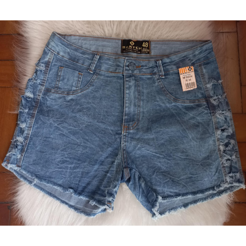 Shorts jeans feminina Plus Size leve desgaste em Destroid