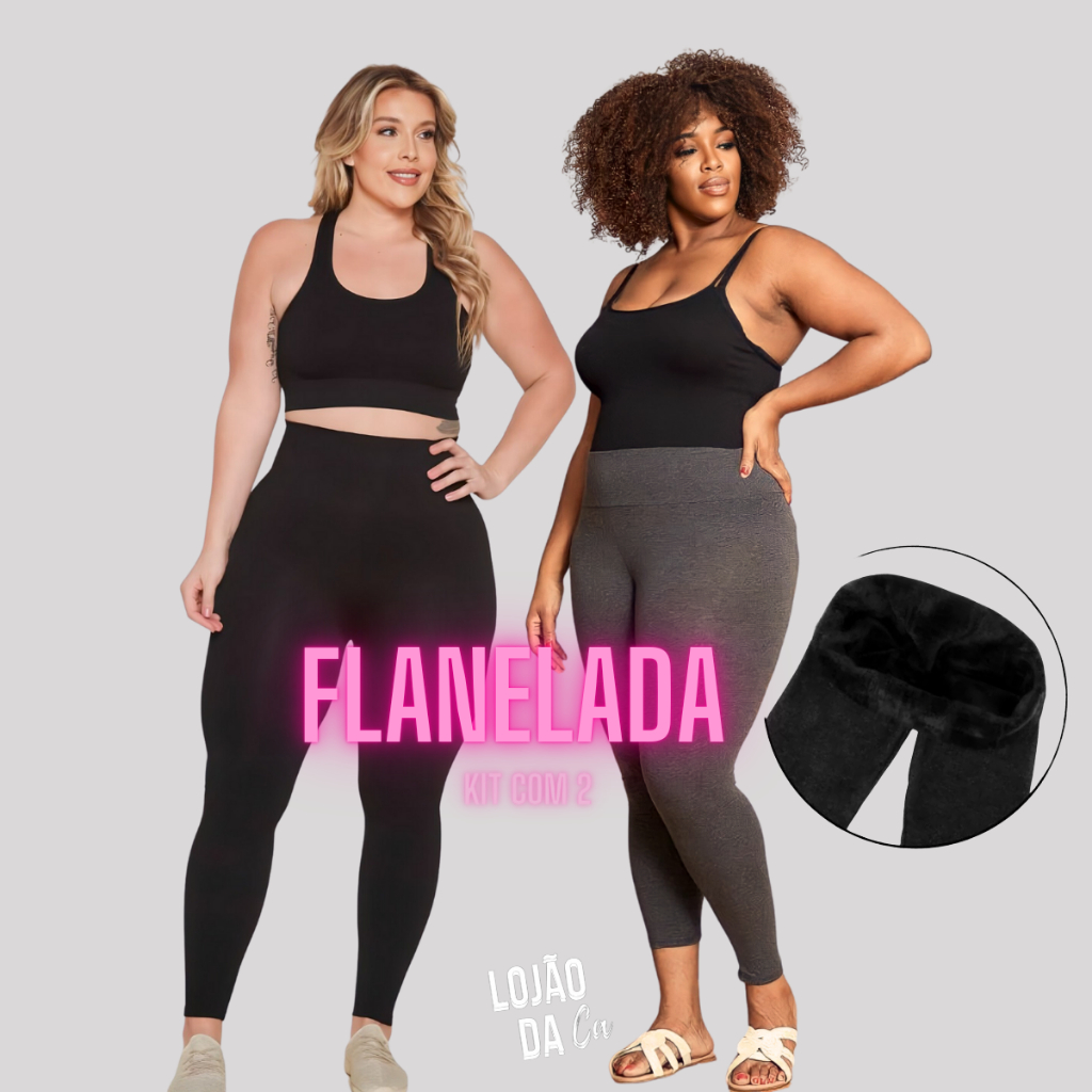 Kit Com 2 Legg Flanelada- Legging Peluciada Quentinha