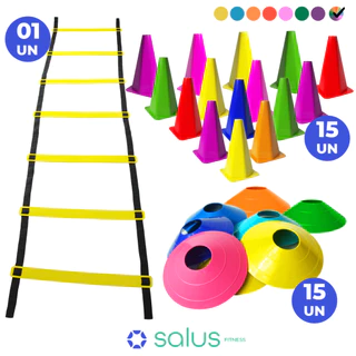 Kit Funcional Para Treinamento Com 01 Escadas de Agilidade + 15 Chapéus Chinês e 15 Cones