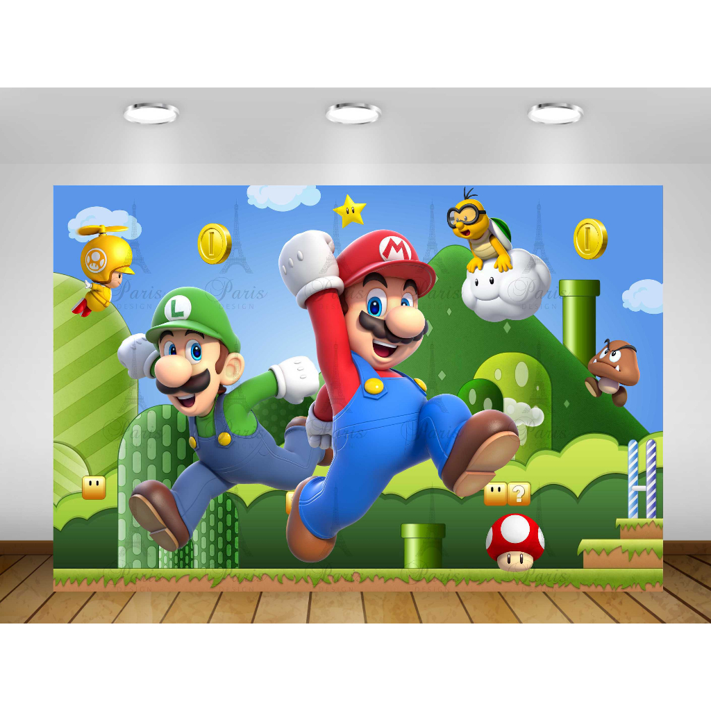 Painel de festa Super Mario Painel de Lona Decoração Infantil