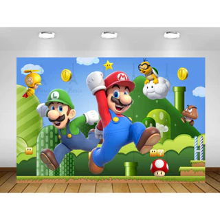 Painel de festa Super Mario Painel de Lona Decoração Infantil